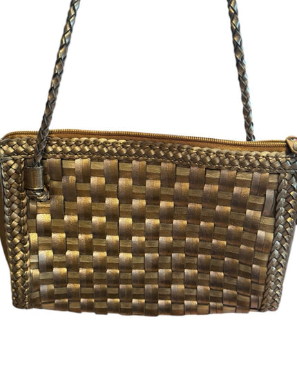 Gold & Silver Vintage Woven Warren Reed  Leather Shoulder Bag