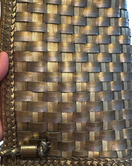 Gold & Silver Vintage Woven Warren Reed  Leather Shoulder Bag