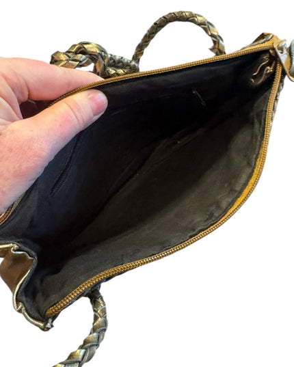 Gold & Silver Vintage Woven Warren Reed  Leather Shoulder Bag