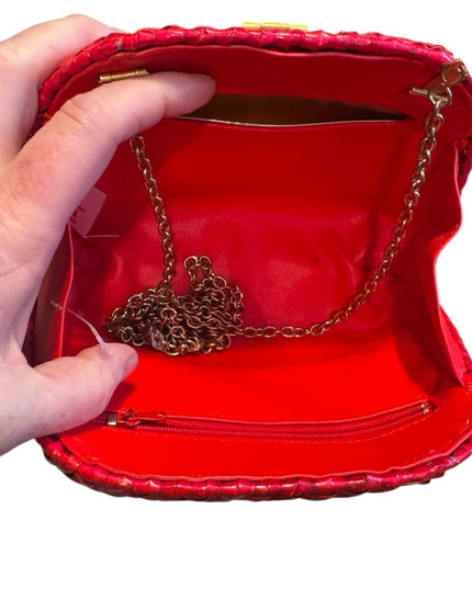 Vintage Red Woven Basket shoulder Bag 1960s