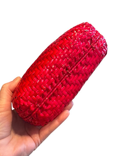 Vintage Red Woven Basket shoulder Bag 1960s