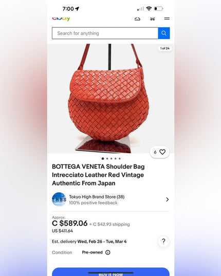 Elegant Vintage 1970s Bottega Veneta Red Woven Leather Shoulder Bag Italy