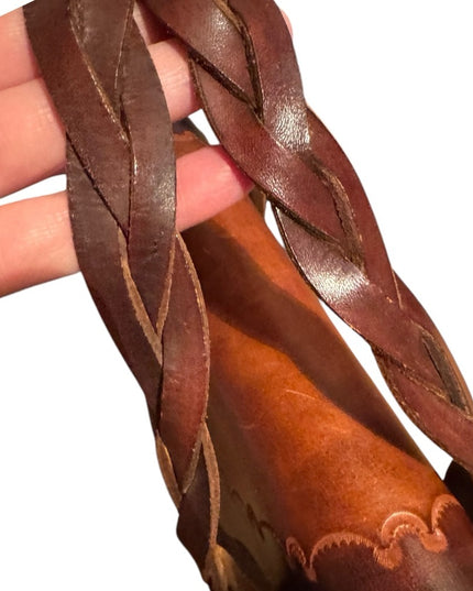 Elegant Handmade Hippie BOHO tooled Brown Leather Handbag