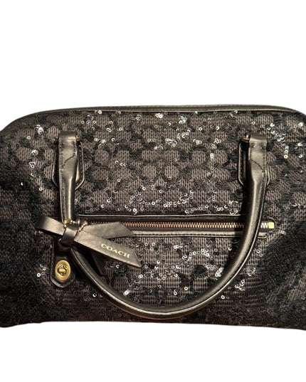 Elegant Coach Black leather Sequin Handbag shoulder bag F1320-26438 Poppy