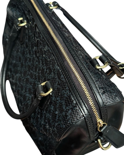 Elegant Coach Black leather Sequin Handbag shoulder bag F1320-26438 Poppy
