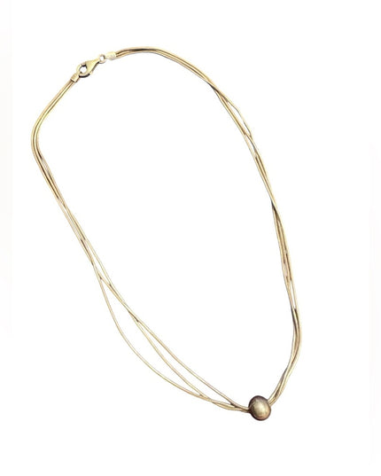Elegant sterling silver 925 Triple Strand Necklace with bead