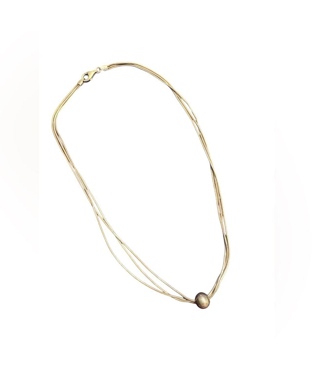 Elegant sterling silver 925 Triple Strand Necklace with bead