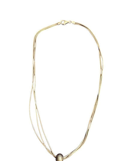 Elegant sterling silver 925 Triple Strand Necklace with bead
