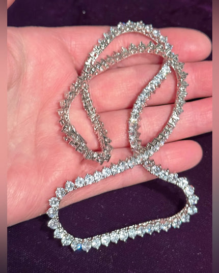 Elegant Silver rhodium plated sparkle crystal Tennis Necklace