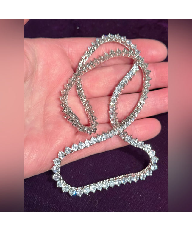Elegant Silver rhodium plated sparkle crystal Tennis Necklace