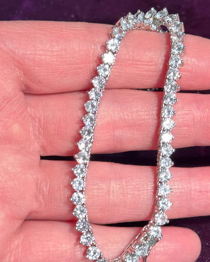 Elegant Silver rhodium plated sparkle crystal Tennis Necklace