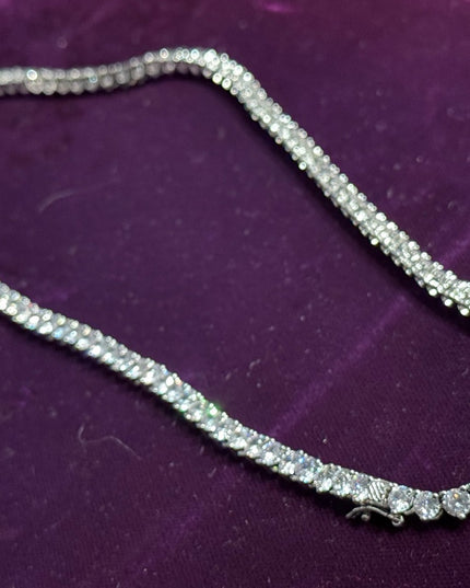 Elegant Silver rhodium plated sparkle crystal Tennis Necklace