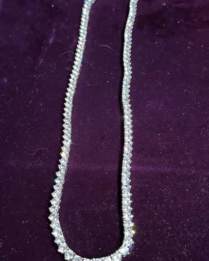 Elegant Silver rhodium plated sparkle crystal Tennis Necklace