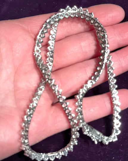 Elegant Silver rhodium plated sparkle crystal Tennis Necklace