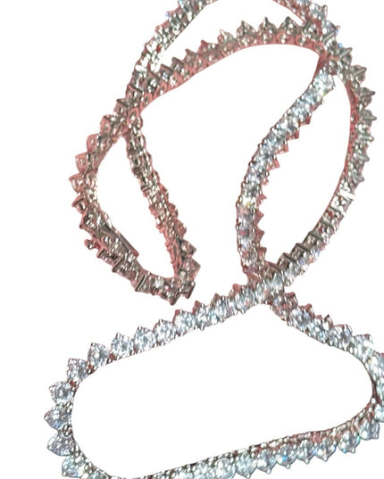 Elegant Silver rhodium plated sparkle crystal Tennis Necklace
