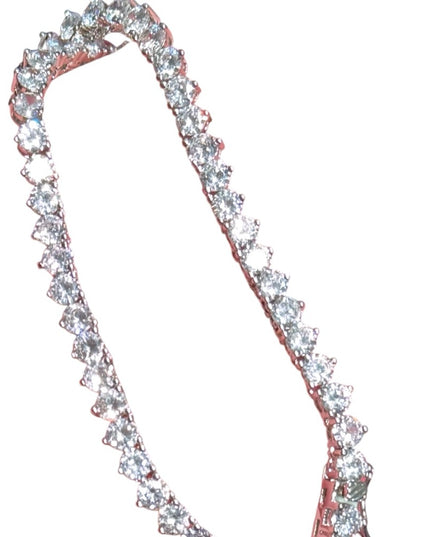 Elegant Silver rhodium plated sparkle crystal Tennis Necklace