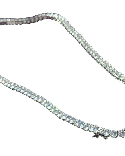 Elegant Silver rhodium plated sparkle crystal Tennis Necklace