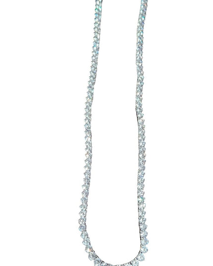 Elegant Silver rhodium plated sparkle crystal Tennis Necklace