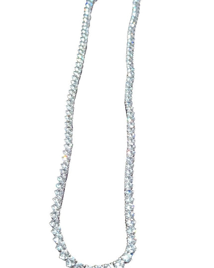 Elegant Silver rhodium plated sparkle crystal Tennis Necklace
