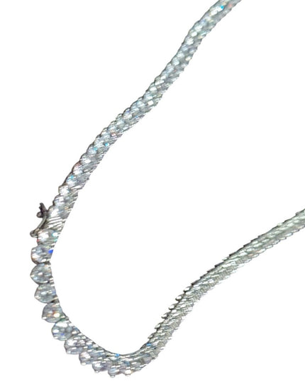 Elegant Silver rhodium plated sparkle crystal Tennis Necklace