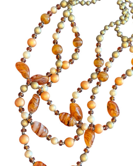 Vintage 845 Silver 3 strand Multi-Strand Murano goass Beaded Necklace faux pearl