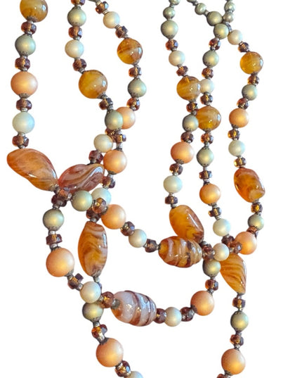 Vintage 845 Silver 3 strand Multi-Strand Murano goass Beaded Necklace faux pearl