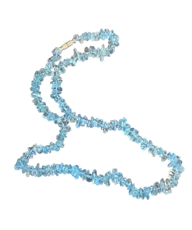 Elegant Vintage Aquamarine  Beaded chip Necklace