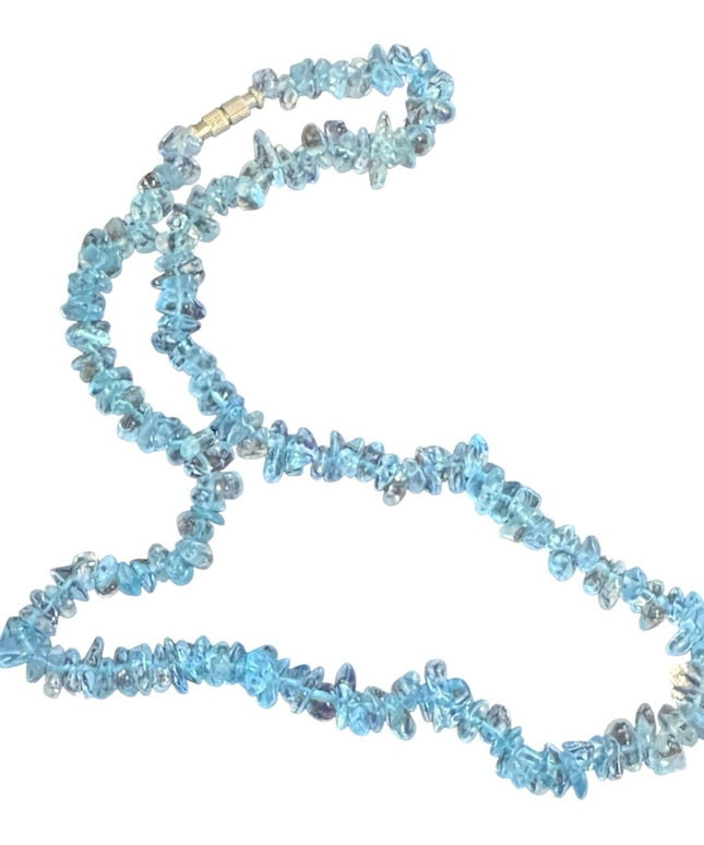Elegant Vintage Aquamarine  Beaded chip Necklace