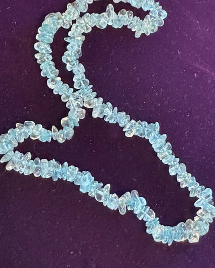 Elegant Vintage Aquamarine  Beaded chip Necklace