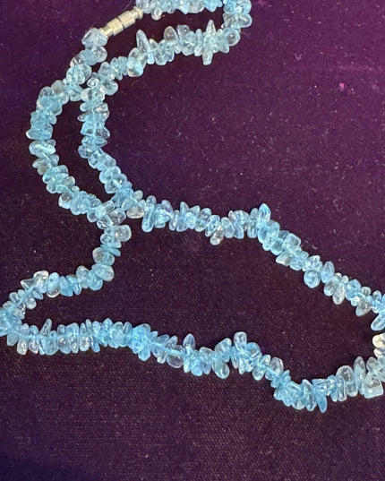 Elegant Vintage Aquamarine  Beaded chip Necklace