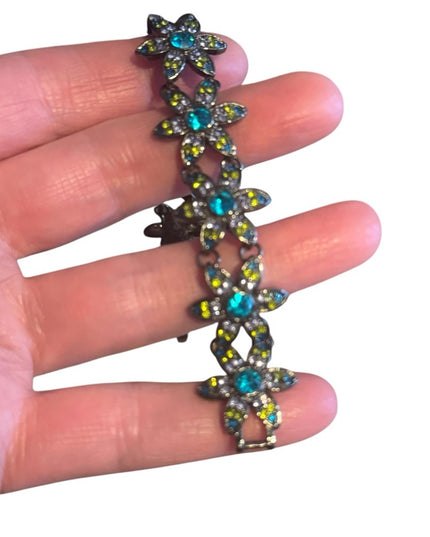 Vintage Joan Rivers Floral Flower rhinestone Gemstone Bracelet