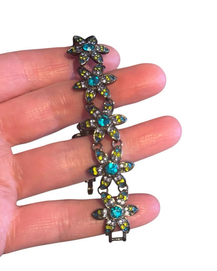 Vintage Joan Rivers Floral Flower rhinestone Gemstone Bracelet
