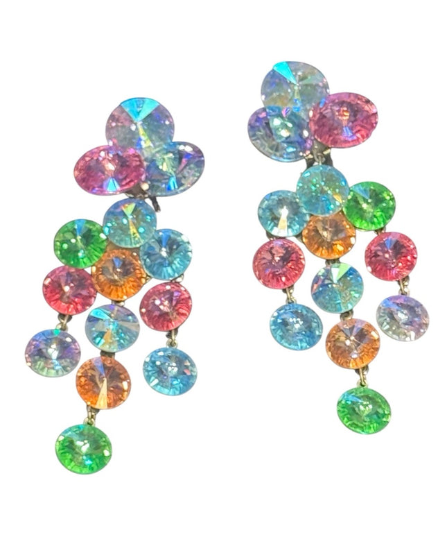 Vintage AB crystal Colorful Crystal Drop Earrings