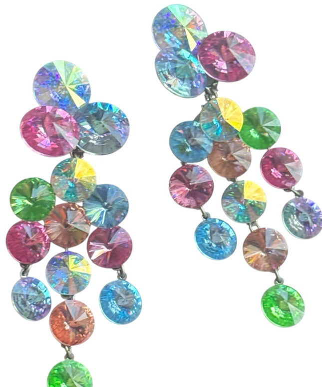 Vintage AB crystal Colorful Crystal Drop Earrings