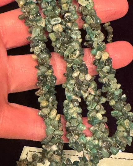 Vintage 1970s Green Emerald chip thick chunky Stone Necklace & Bracelet