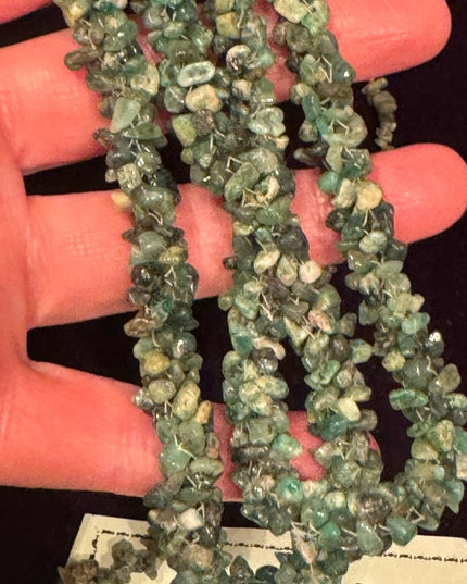 Vintage 1970s Green Emerald chip thick chunky Stone Necklace & Bracelet