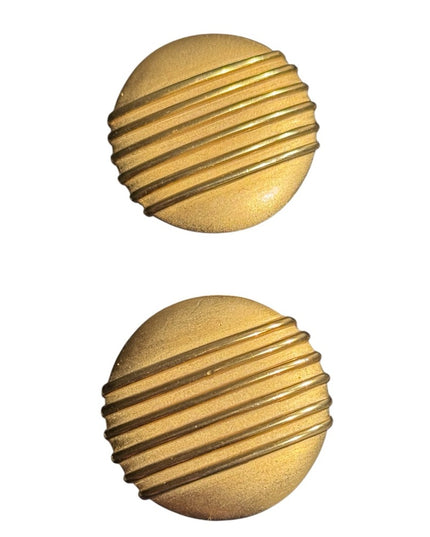 Vintage PEP Erwin Pearl Matte Gold Modernist Clip-On Earrings, Signed
