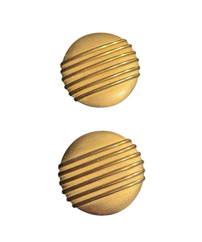 Vintage PEP Erwin Pearl Matte Gold Modernist Clip-On Earrings, Signed