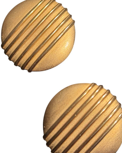 Vintage PEP Erwin Pearl Matte Gold Modernist Clip-On Earrings, Signed