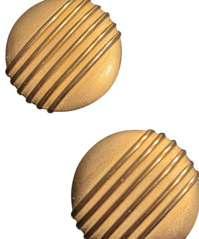Vintage PEP Erwin Pearl Matte Gold Modernist Clip-On Earrings, Signed