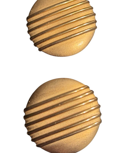 Vintage PEP Erwin Pearl Matte Gold Modernist Clip-On Earrings, Signed