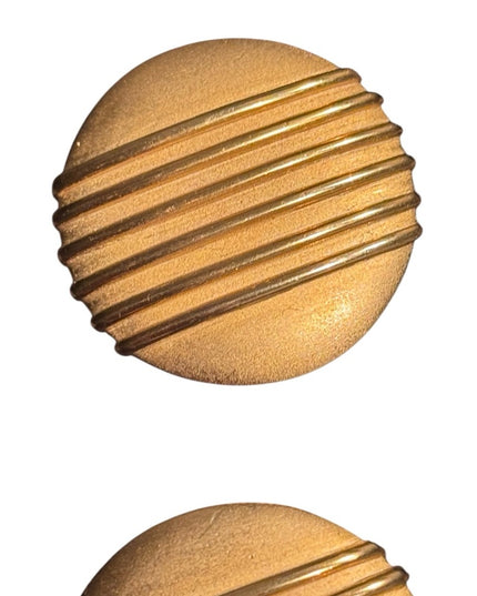 Vintage PEP Erwin Pearl Matte Gold Modernist Clip-On Earrings, Signed