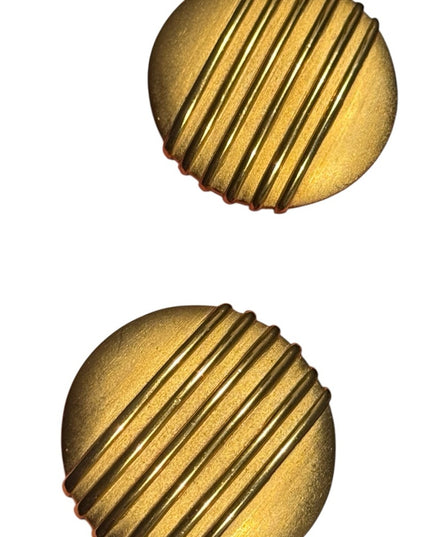 Vintage PEP Erwin Pearl Matte Gold Modernist Clip-On Earrings, Signed