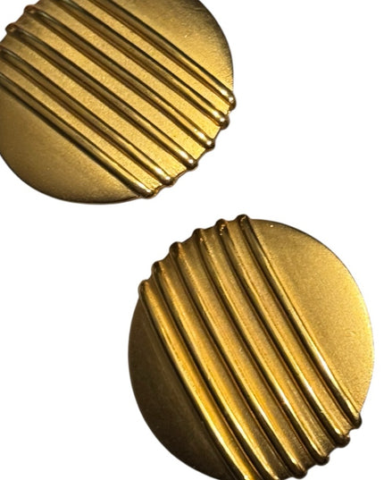 Vintage PEP Erwin Pearl Matte Gold Modernist Clip-On Earrings, Signed
