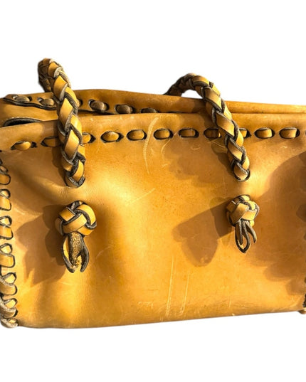 Awesome Handmade heavy Leather Braided Tan Handbag Hippie Boho Vintage