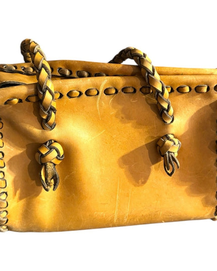 Awesome Handmade heavy Leather Braided Tan Handbag Hippie Boho Vintage