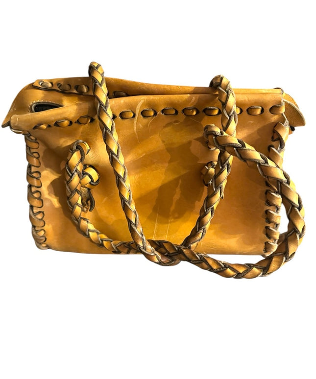 Awesome Handmade heavy Leather Braided Tan Handbag Hippie Boho Vintage