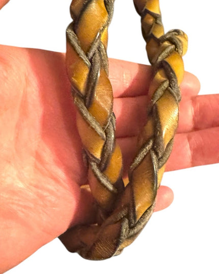 Awesome Handmade heavy Leather Braided Tan Handbag Hippie Boho Vintage