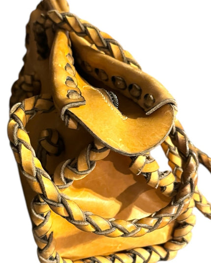 Awesome Handmade heavy Leather Braided Tan Handbag Hippie Boho Vintage