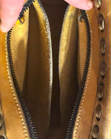 Awesome Handmade heavy Leather Braided Tan Handbag Hippie Boho Vintage